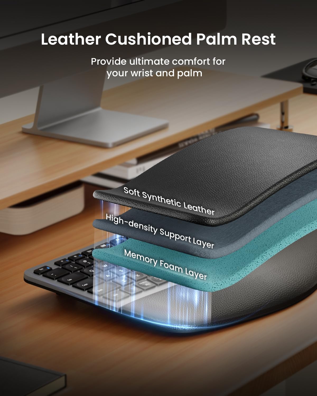 EK01 Plus Keyboard Ergonomis dengan Lampu Latar Black detail 2