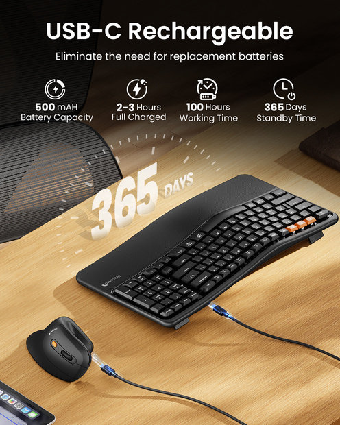 EKM02 Kombinasi Keyboard dan Mouse Ergonomis Black detail 6