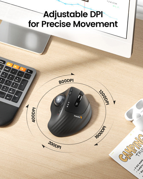 EM01 NL Mouse Trackball Ergonomis Black detail 2