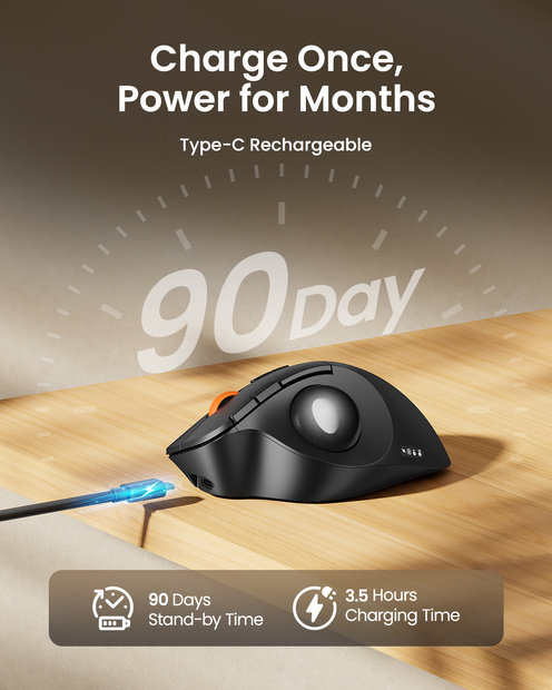 EM02 Mouse Trackball Nirkabel Gray detail 5