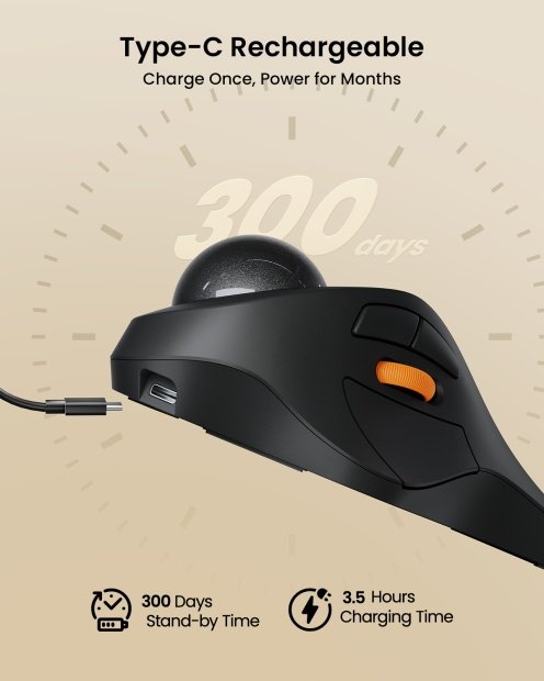 EM03 NL Mouse Trackball Ergonomis Gray detail 4