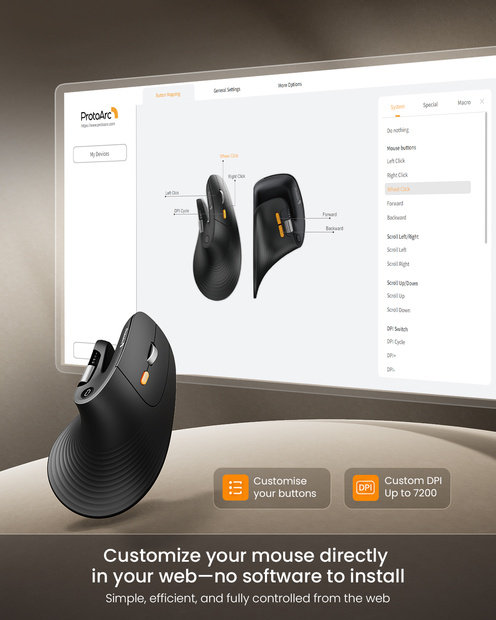 EM11 Pro Mouse Vertikal Ergonomis Black detail 3