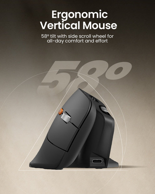 EM11 Pro Mouse Vertikal Ergonomis Black detail 5