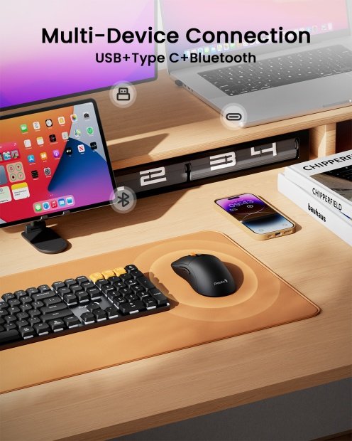 EM15 Mouse Nirkabel Portabel Ringkas Black detail 1