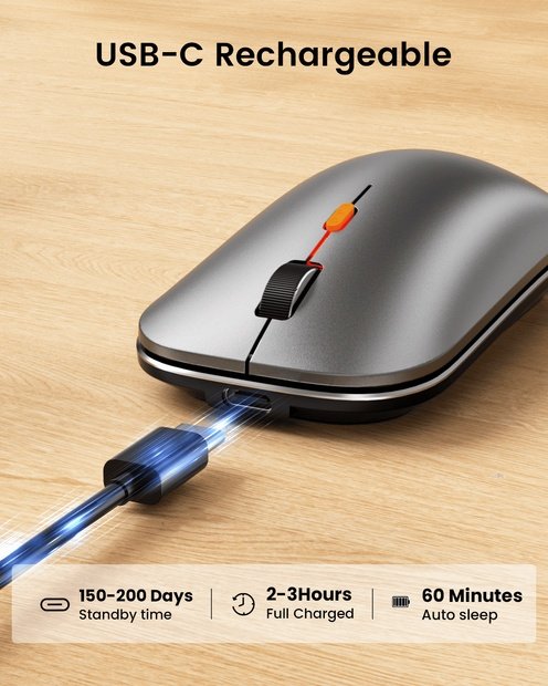 EM18 Mouse Nirkabel Ultra Tipis Portabel Gray detail 5