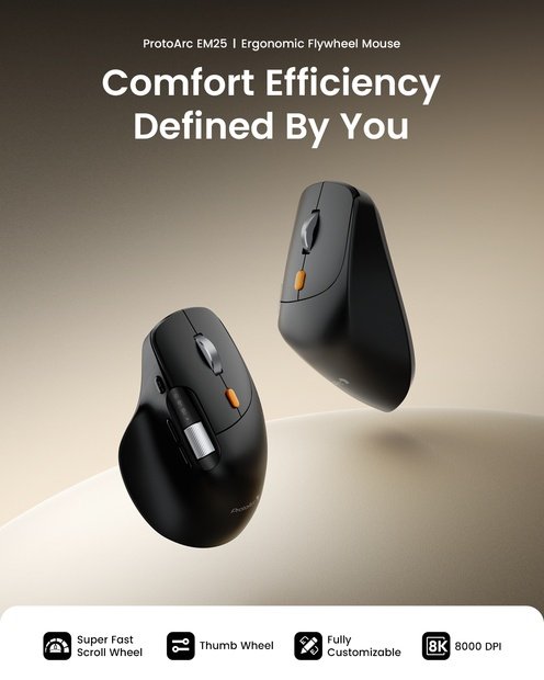 EM25 Mouse Ergonomis Gulir Cepat Black detail 1