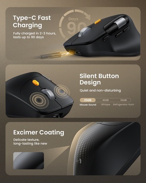 EM25 Mouse Ergonomis Gulir Cepat Black detail 8