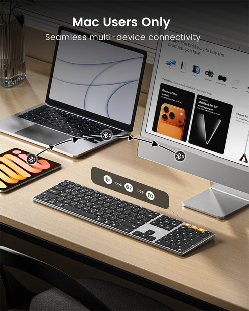 K110-A Keyboard Bluetooth Aluminium Tipis Gray detail 3