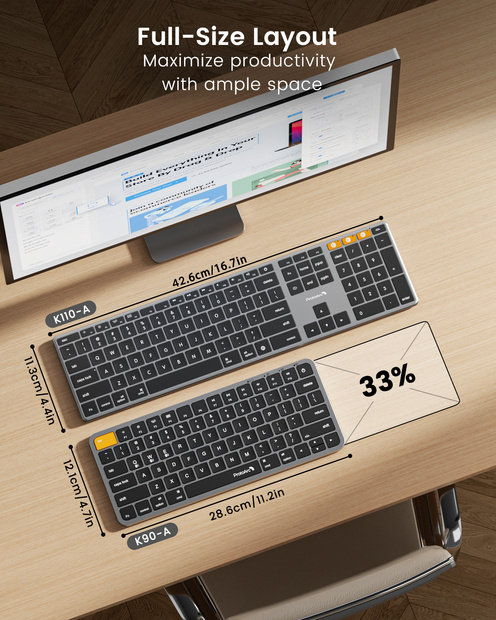 K110-A Keyboard Bluetooth Aluminium Tipis Gray detail 6