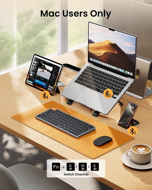 K90-A Keyboard Bluetooth Ringkas dengan Lampu Latar untuk Mac Black detail 3
