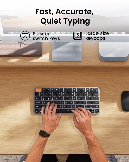 K90-A Keyboard Bluetooth Ringkas dengan Lampu Latar untuk Mac Black detail 4