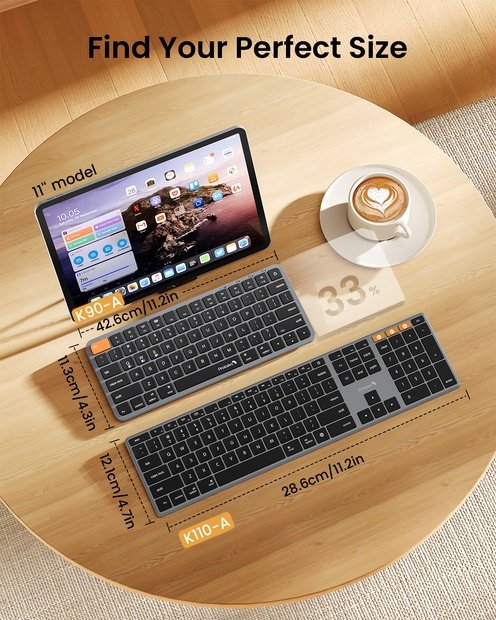 K90-A Keyboard Bluetooth Ringkas dengan Lampu Latar untuk Mac Black detail 8