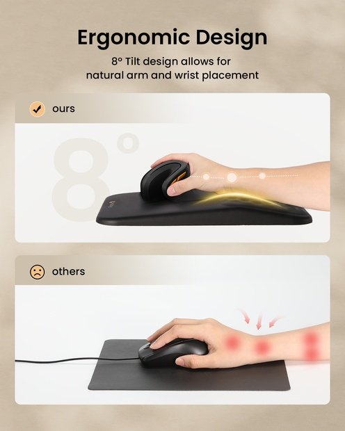 MP50 Mouse Pad Ergonomis dengan Sandaran Pergelangan Black detail 1