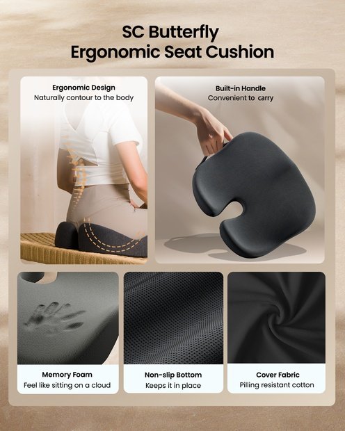SC Bantal Duduk Ergonomis Butterfly Black detail 5