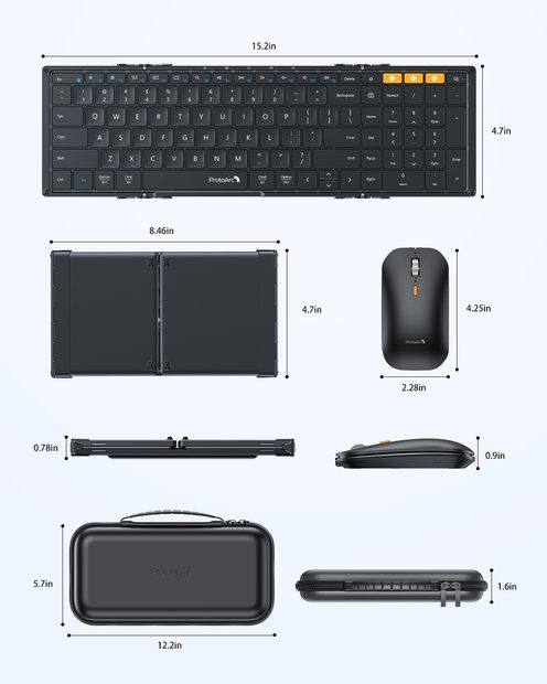 XKM01 Kombinasi Keyboard dan Mouse Lipat Black detail 1