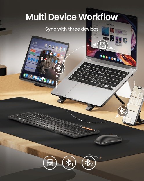 XKM01 Pro Kombinasi Keyboard dan Mouse Lipat Black detail 4