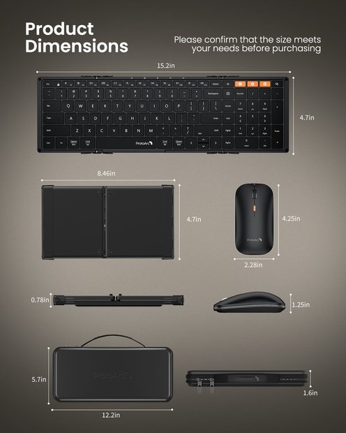 XKM01 Pro Kombinasi Keyboard dan Mouse Lipat Black detail 7