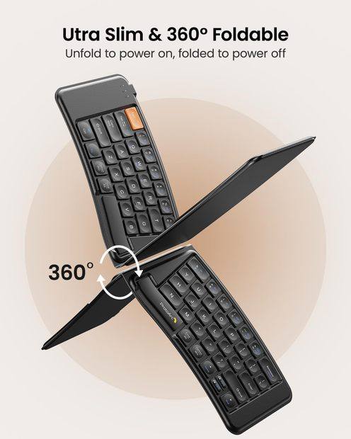 XKM03 Kombinasi Keyboard dan Mouse Ergonomis Lipat Black detail 1